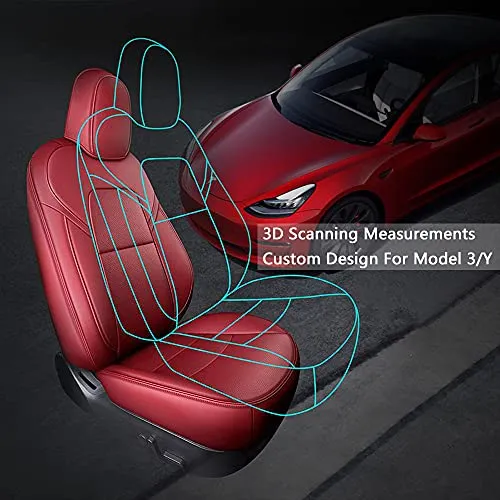Front Car Seat Covers Custom Fit for Tesla Model 3/Model Y Car Seat Protector 2PCS, Fully Wrapped Farbic Cloth Seat Cover Set for Tesla Model 3/Y2017 2018 2019 2020 2021, Solid Black