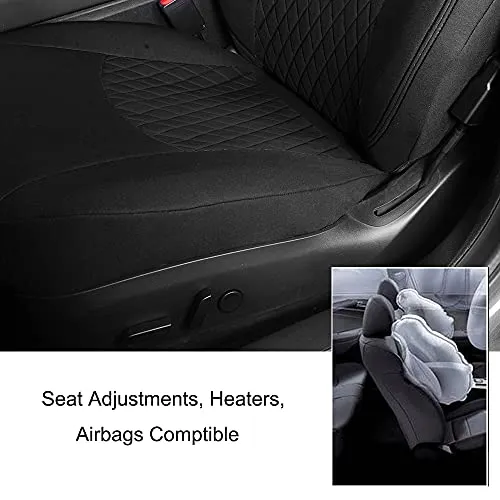 Front Car Seat Covers Custom Fit for Tesla Model 3/Model Y Car Seat Protector 2PCS, Fully Wrapped Farbic Cloth Seat Cover Set for Tesla Model 3/Y2017 2018 2019 2020 2021, Solid Black
