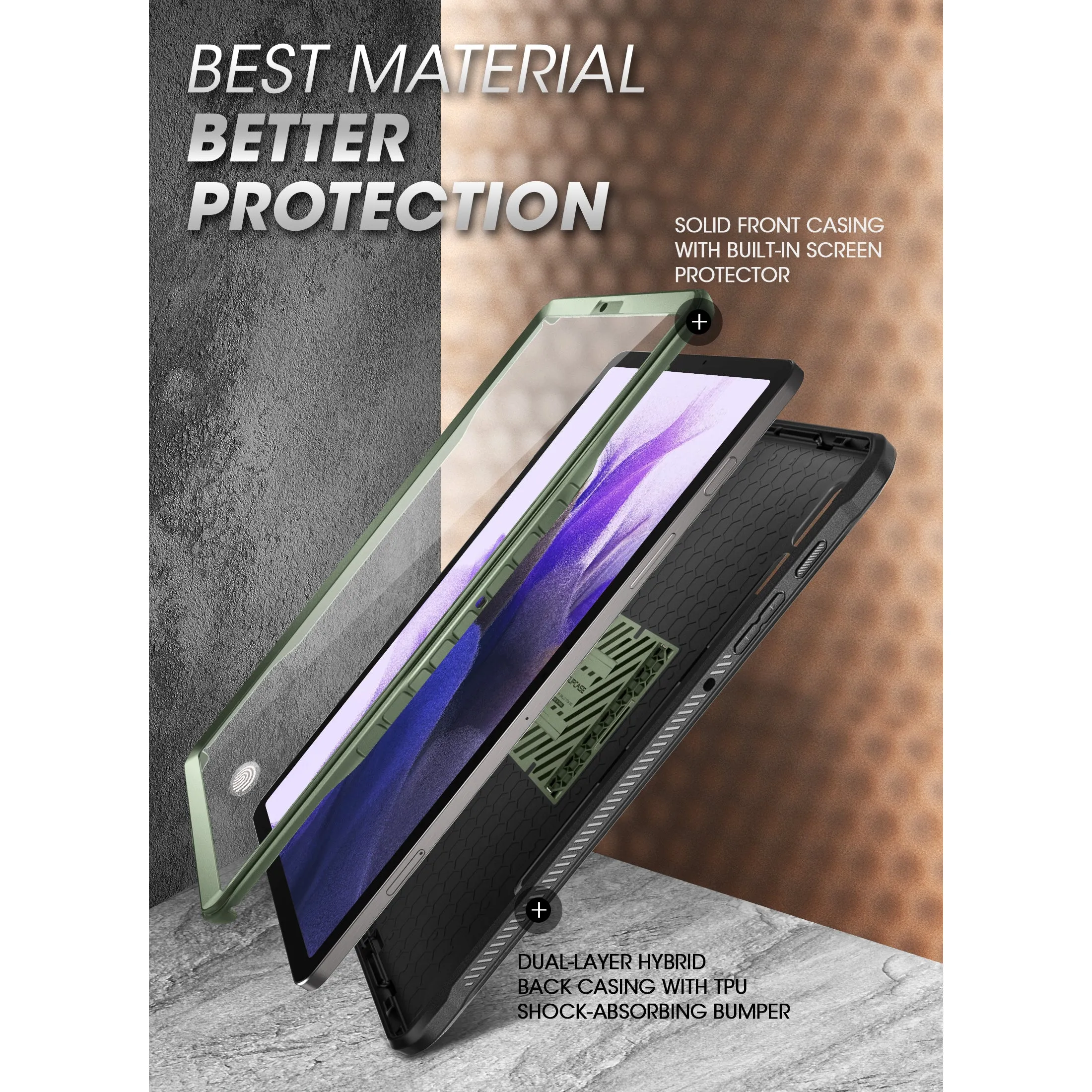 Galaxy Tab S7 FE 12.4 inch Unicorn Beetle Pro Rugged Case-Dark Green