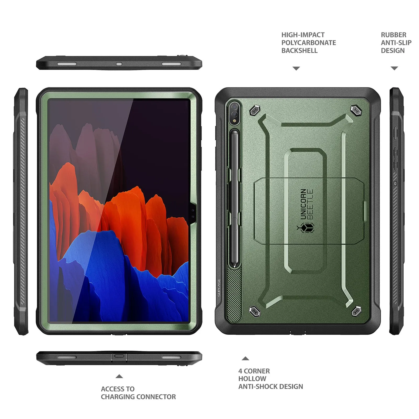 Galaxy Tab S8 Ultra (2022) Unicorn Beetle Pro Rugged Case-Dark Green