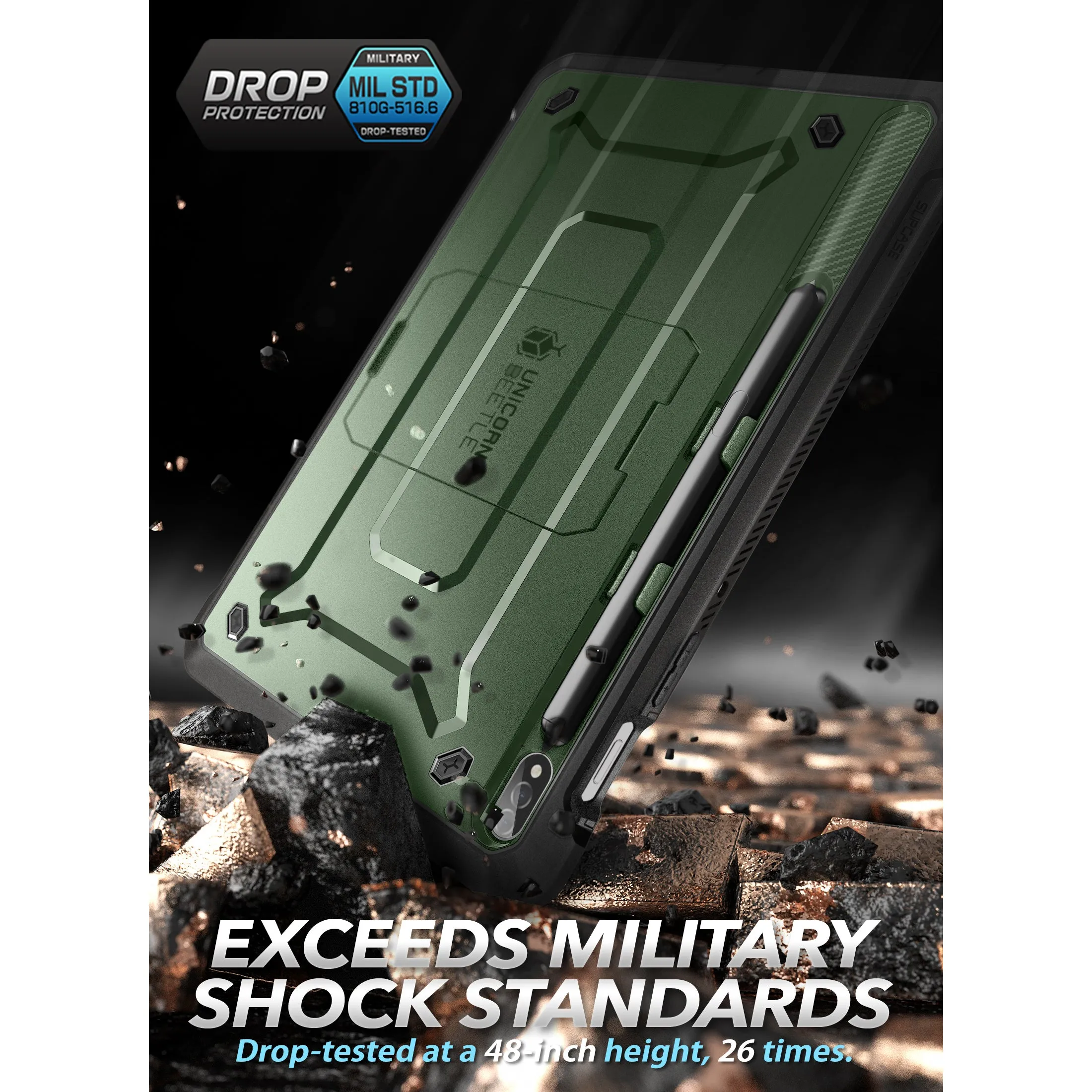 Galaxy Tab S8 Ultra (2022) Unicorn Beetle Pro Rugged Case-Dark Green