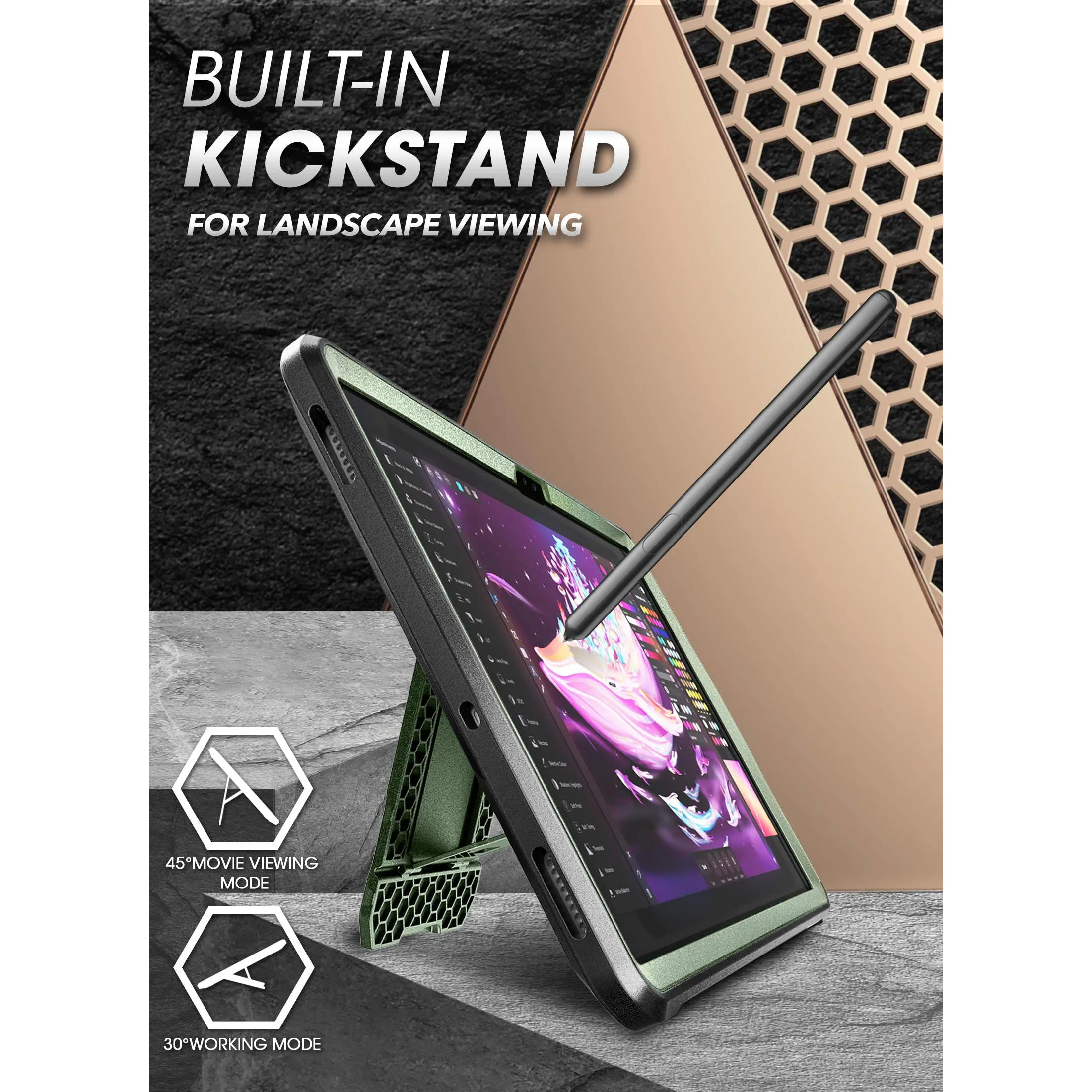 Galaxy Tab S8 Ultra (2022) Unicorn Beetle Pro Rugged Case-Dark Green