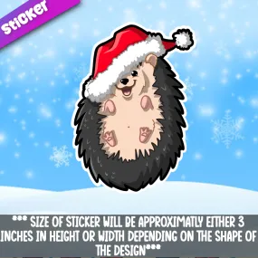 Hedgehog with Santa Hat Sticker