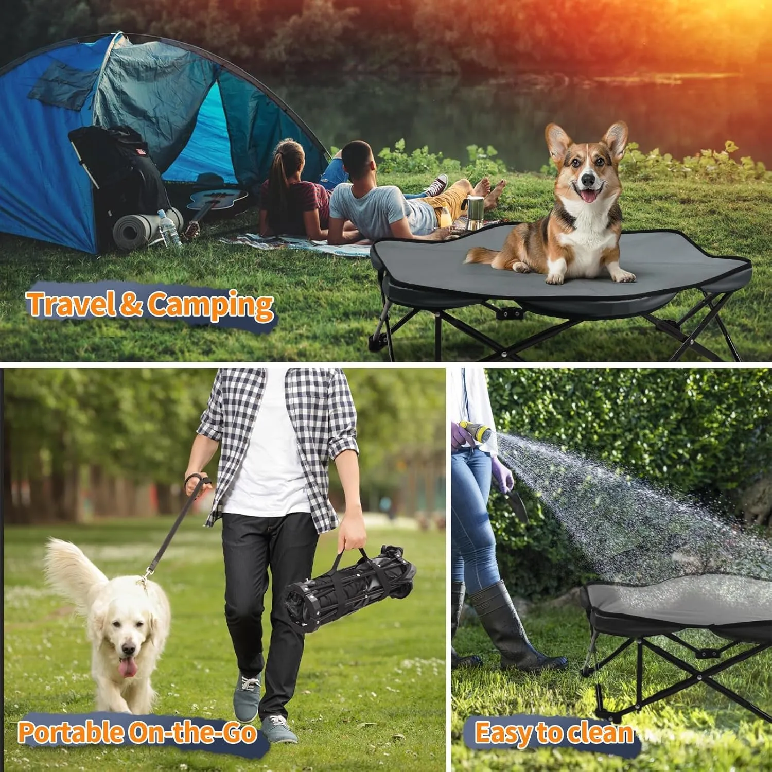 Hexagonal Foldable Outdoor Dog Bed – Cooling Elevated Cot