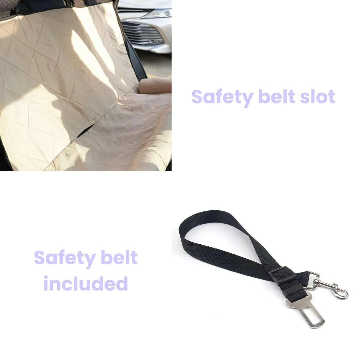 Julibee's X-Large Dog Car Seat Bolster | Safety belt included | Black