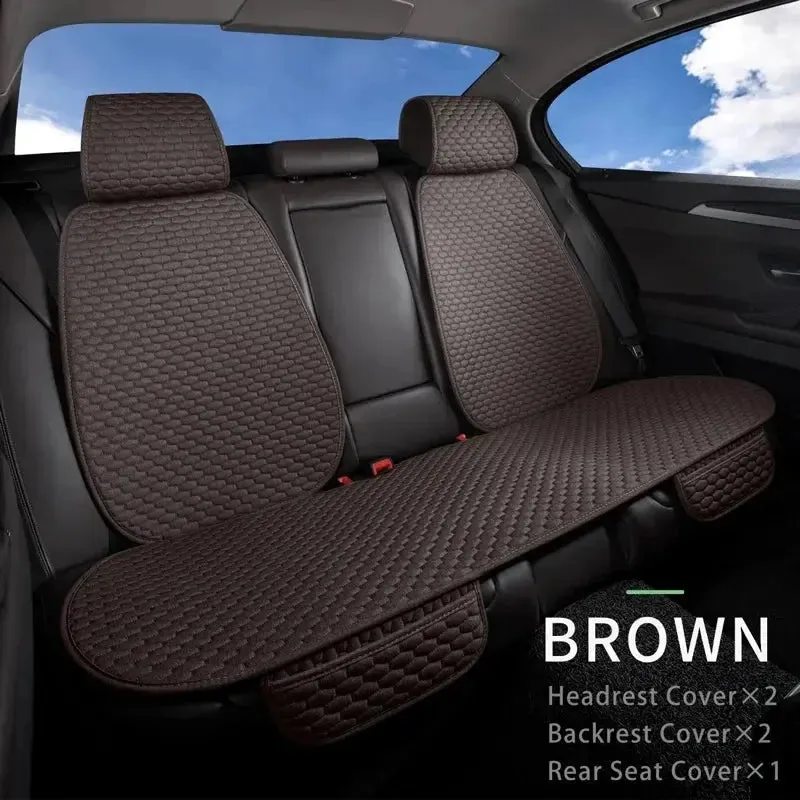 Karcle Cotton Linen Car Seat Cover Anti Sweat Car Rear Seat Cover Kit Breathable Car Seat Protector 4 Seasons Interior Car Cover