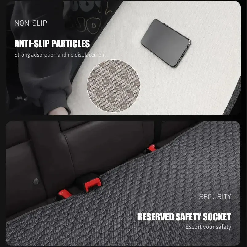 Karcle Cotton Linen Car Seat Cover Anti Sweat Car Rear Seat Cover Kit Breathable Car Seat Protector 4 Seasons Interior Car Cover