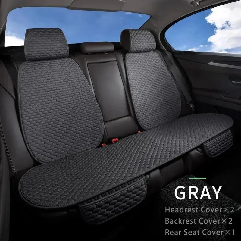 Karcle Cotton Linen Car Seat Cover Anti Sweat Car Rear Seat Cover Kit Breathable Car Seat Protector 4 Seasons Interior Car Cover