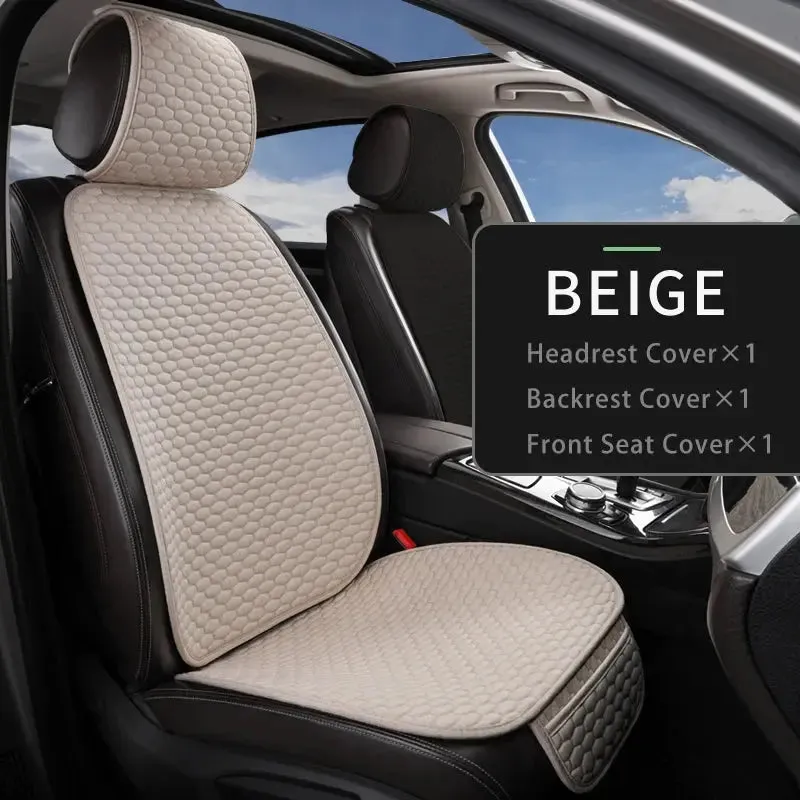 Karcle Cotton Linen Car Seat Cover Anti Sweat Car Rear Seat Cover Kit Breathable Car Seat Protector 4 Seasons Interior Car Cover