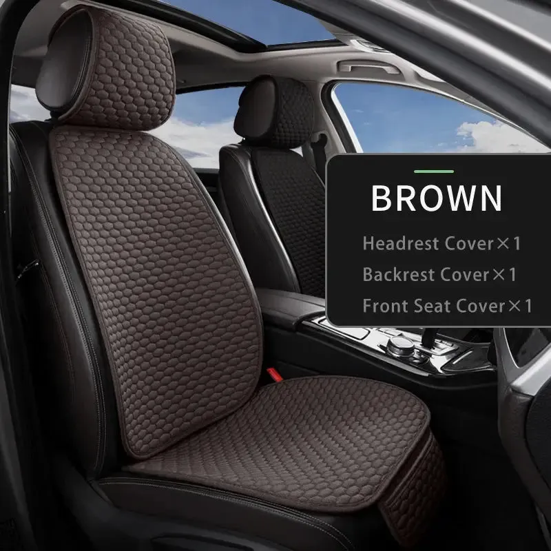 Karcle Cotton Linen Car Seat Cover Anti Sweat Car Rear Seat Cover Kit Breathable Car Seat Protector 4 Seasons Interior Car Cover