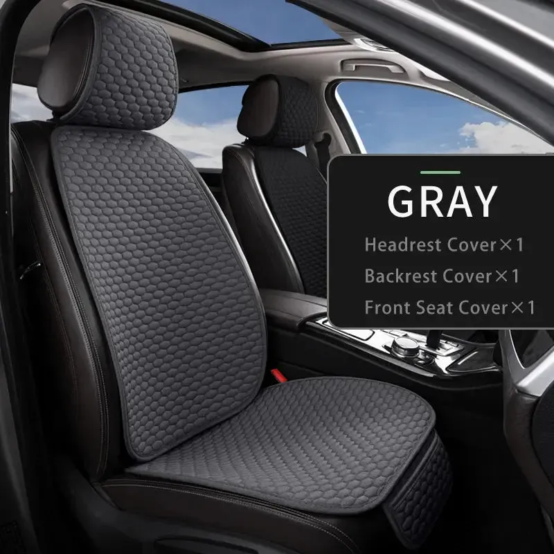 Karcle Cotton Linen Car Seat Cover Anti Sweat Car Rear Seat Cover Kit Breathable Car Seat Protector 4 Seasons Interior Car Cover