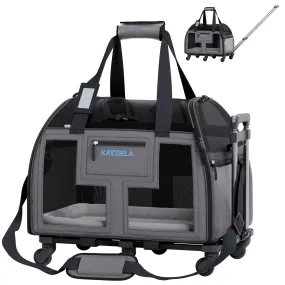 Katziela - Luxury Lorry PRO Pet Carrier with Removable Wheels ligth Gray