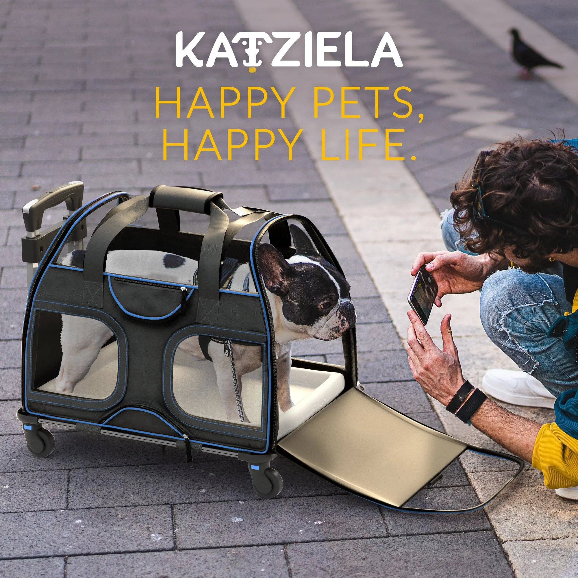Katziela - Luxury Rider Pet Carrier with Removable Wheels - 4 Colors