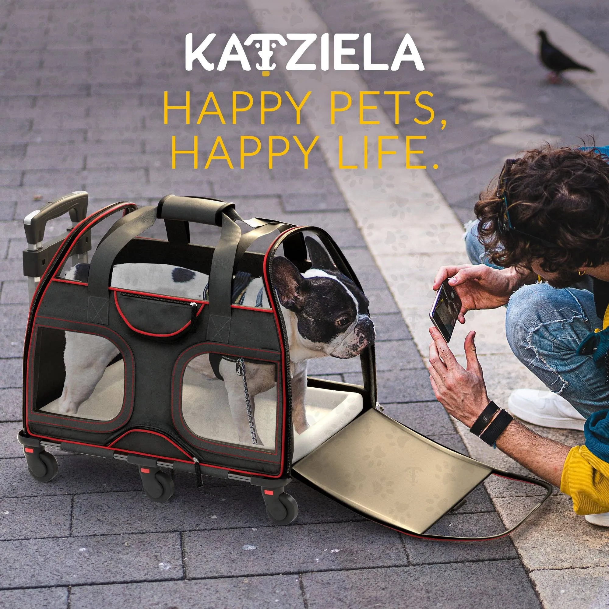 Katziela - Luxury Rider Pet Carrier with Removable Wheels - 4 Colors