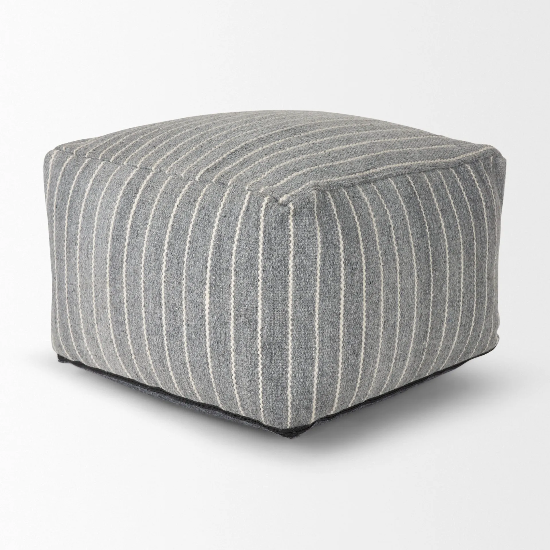 Kensie Pouf Blue | Stripes | 22
