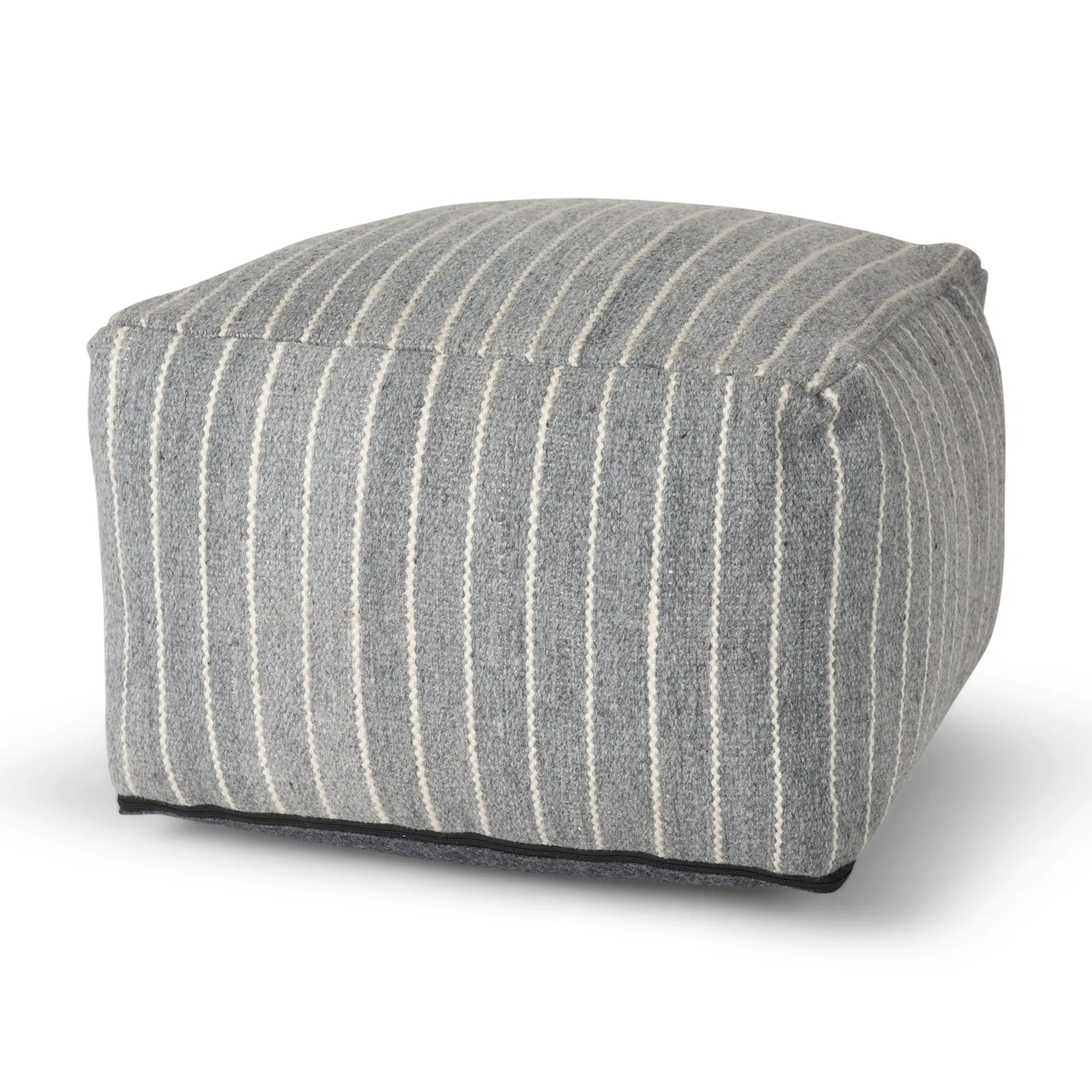 Kensie Pouf Blue | Stripes | 22