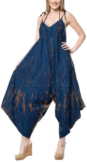 LA LEELA Beach Dress Rayon Tie Dye Womens Swimwear Cover up Skirt OSFM 14-16  Blue_3465