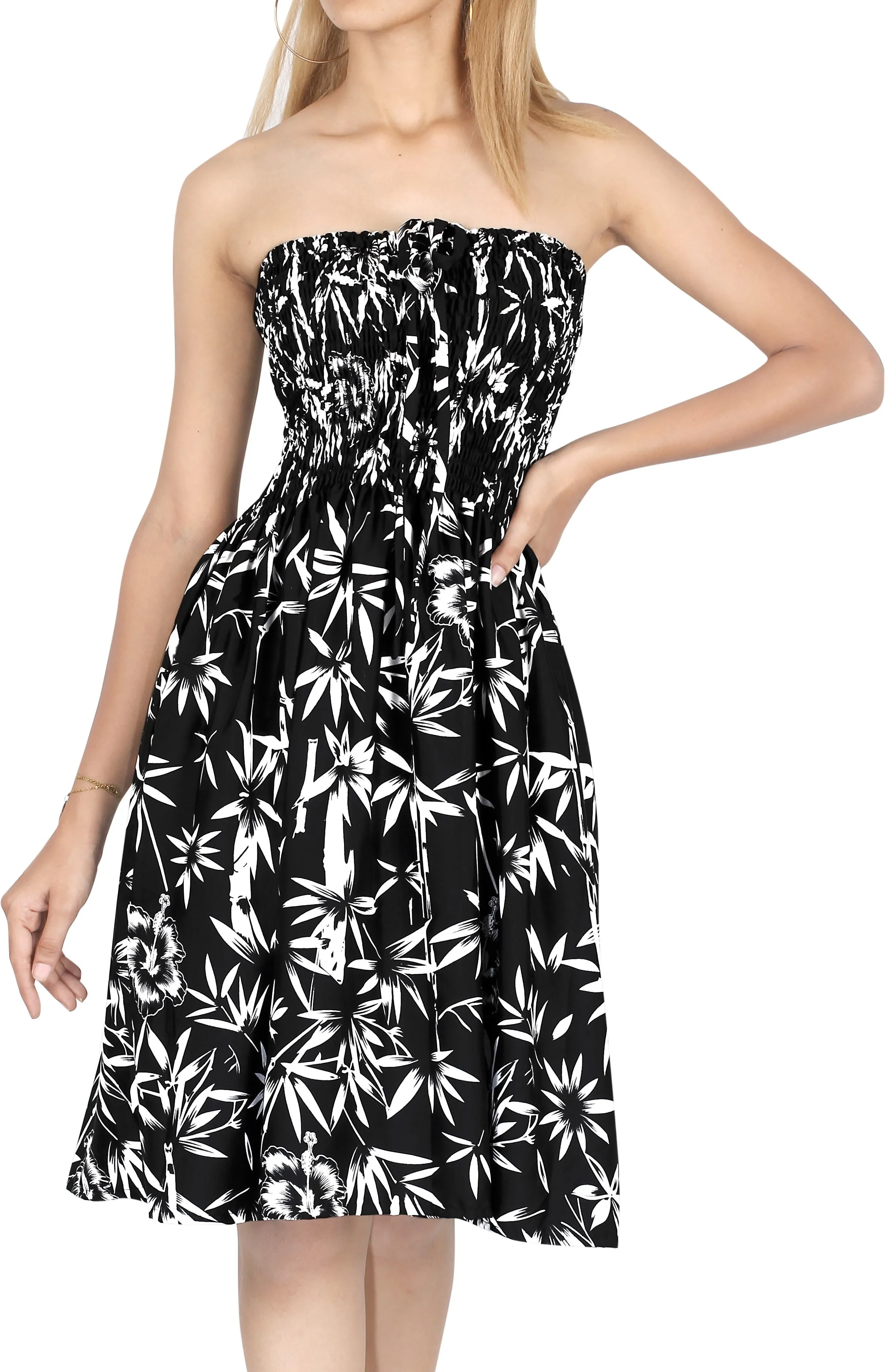 LA LEELA Beachy Flower Print Tube For Women Beachwear Hawaiian Female Tube Dress Skirt Swimsuit Coverup