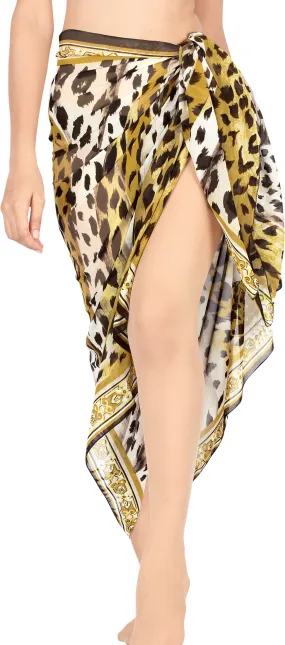 LA LEELA Women's Beach Cover Up Sarong Swimsuit Coverup Pareo 72"x42" Brown_G415