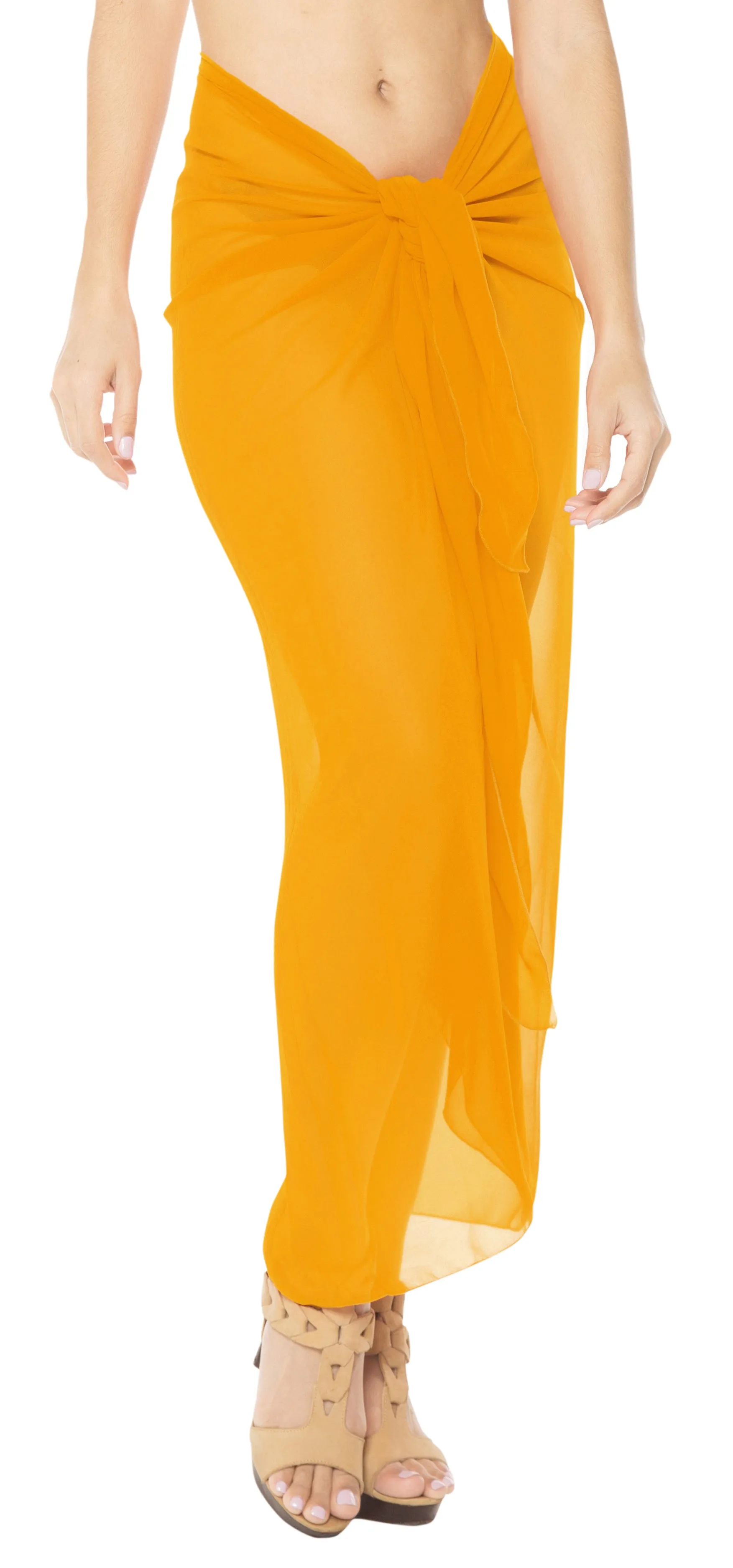 La Leela Women's Bikini Beach Wrap Hawaiian Sarong Swimming Suit Bathing Pareo Beachwear Valentines Day Dress Cover up Long 78"x42" Yellow 121205