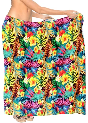La Leela Women's Hawaiian Bikini Beach Wrap Sheer Sarong Swimming Bathing suit Beachwear Swim Dress Pareo Cover up Long 78"X42"  Orange 913596