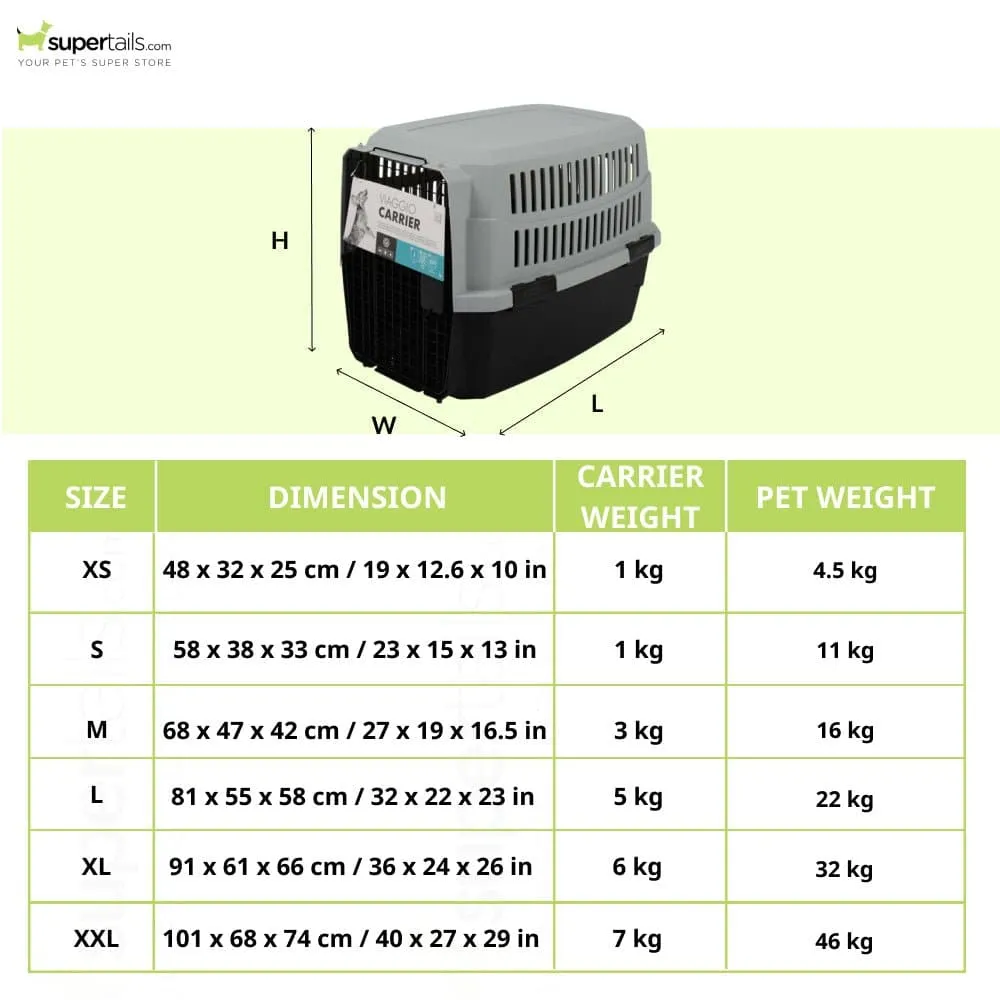 M Pets Viaggio IATA Approved Travel Carrier for Dogs and Cats (Grey & Black)