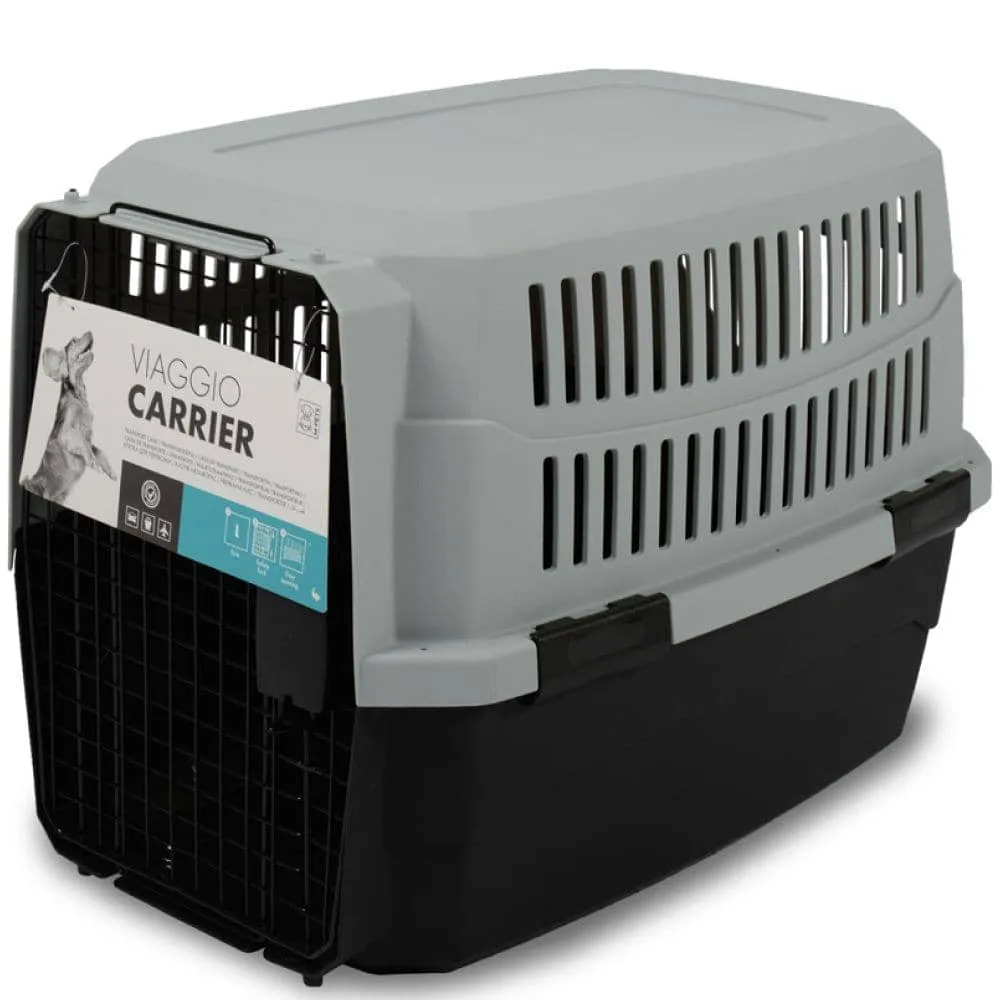 M Pets Viaggio IATA Approved Travel Carrier for Dogs and Cats (Grey & Black)