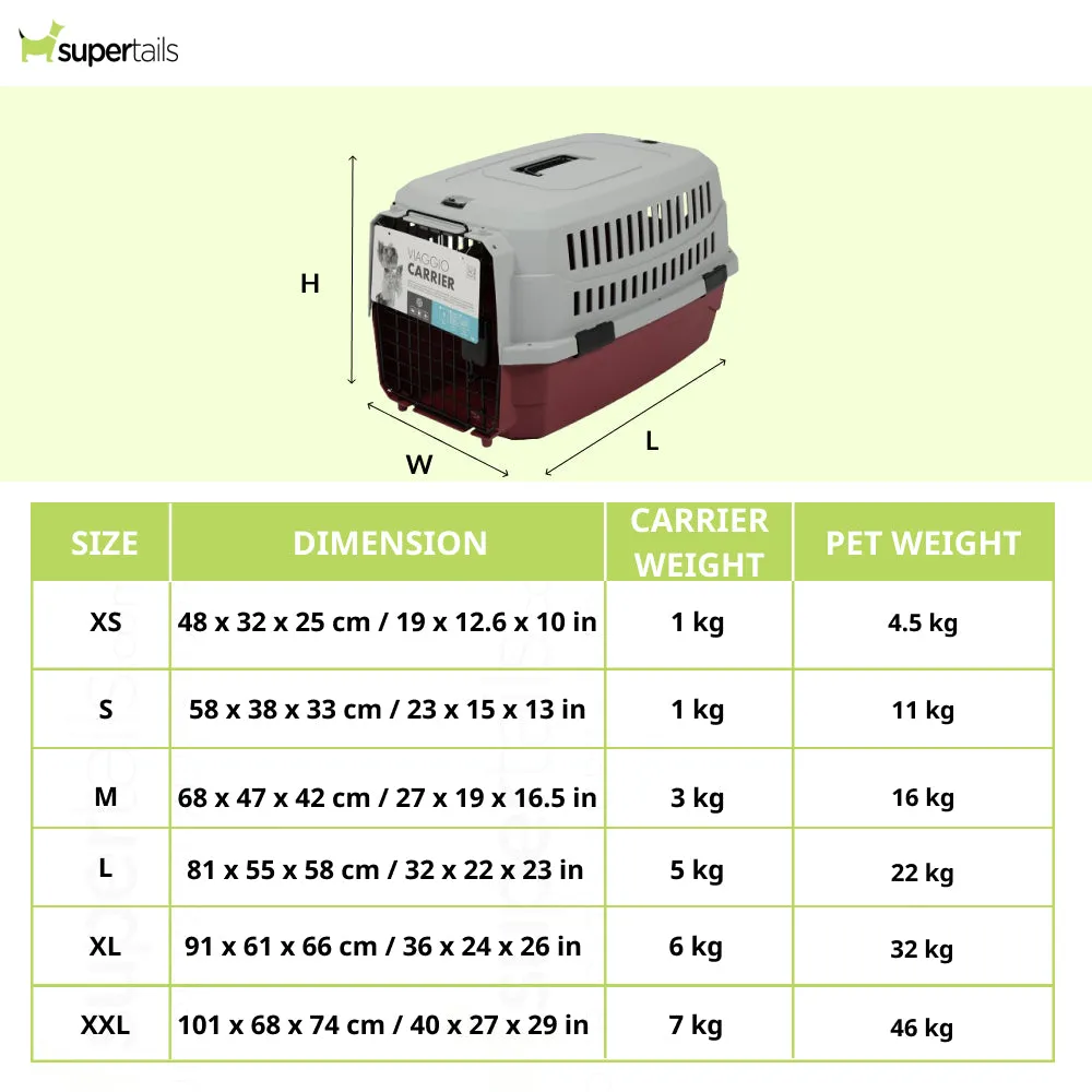 M Pets Viaggio IATA Approved Travel Carrier for Dogs and Cats (Grey & Red)