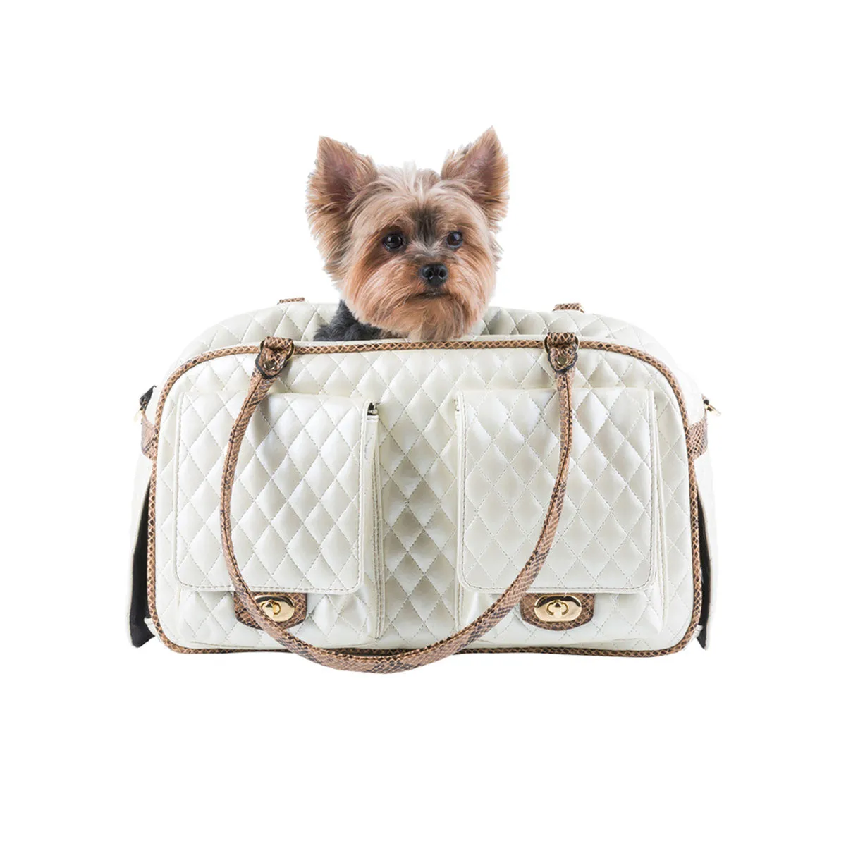 Marlee Pet Carrier - Ivory Quilted with Snake