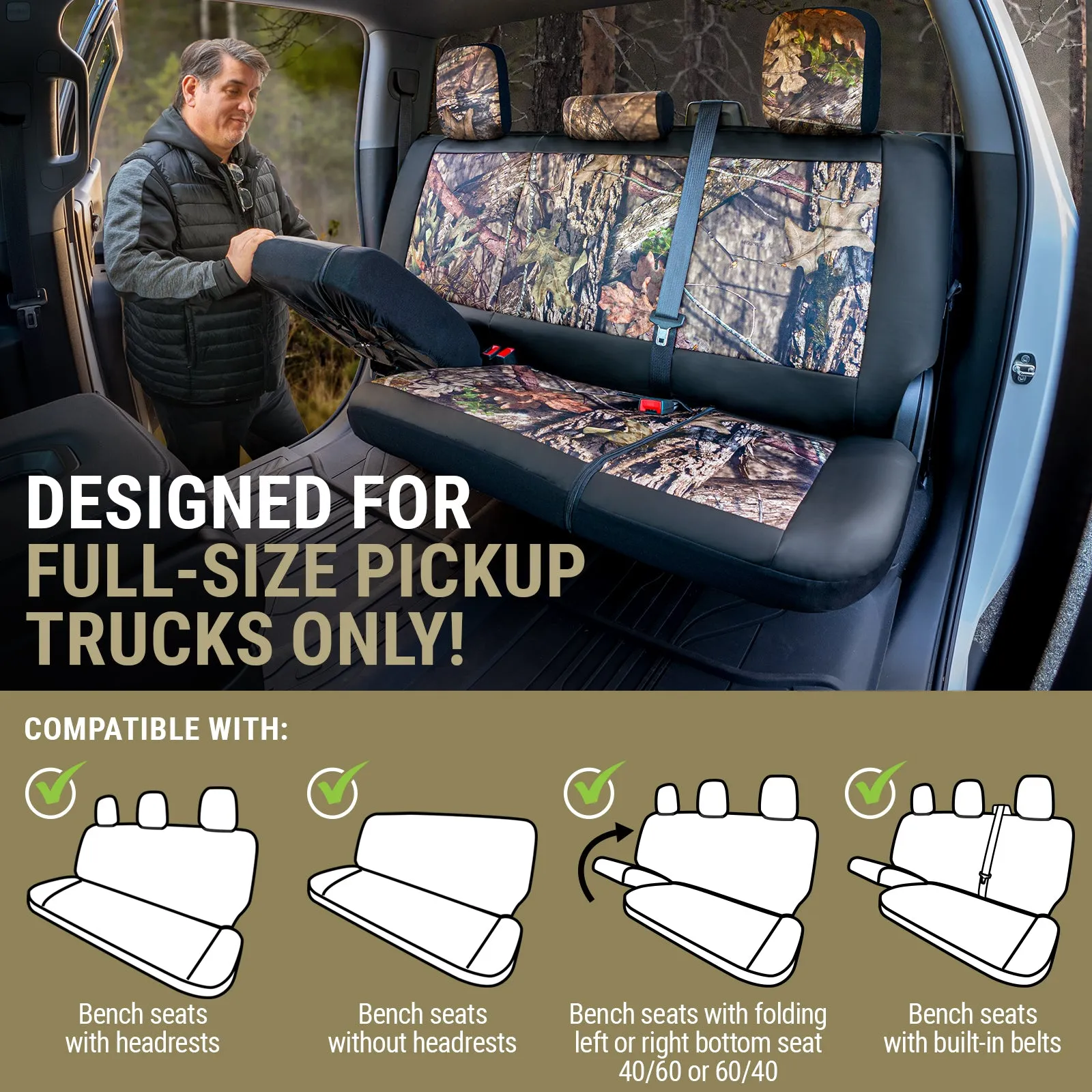 Mossy Oak Truck Bench Seat Cover for Trucks