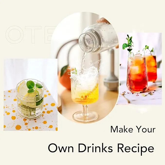 OTE 450ml Portable Sparkling Water Maker,Soda Maker Machine for Home, Carbonated Water Machine No Electricity, Double Layer PET Bottle, BPA Free (Include 20 PCS Gas Cylinder)