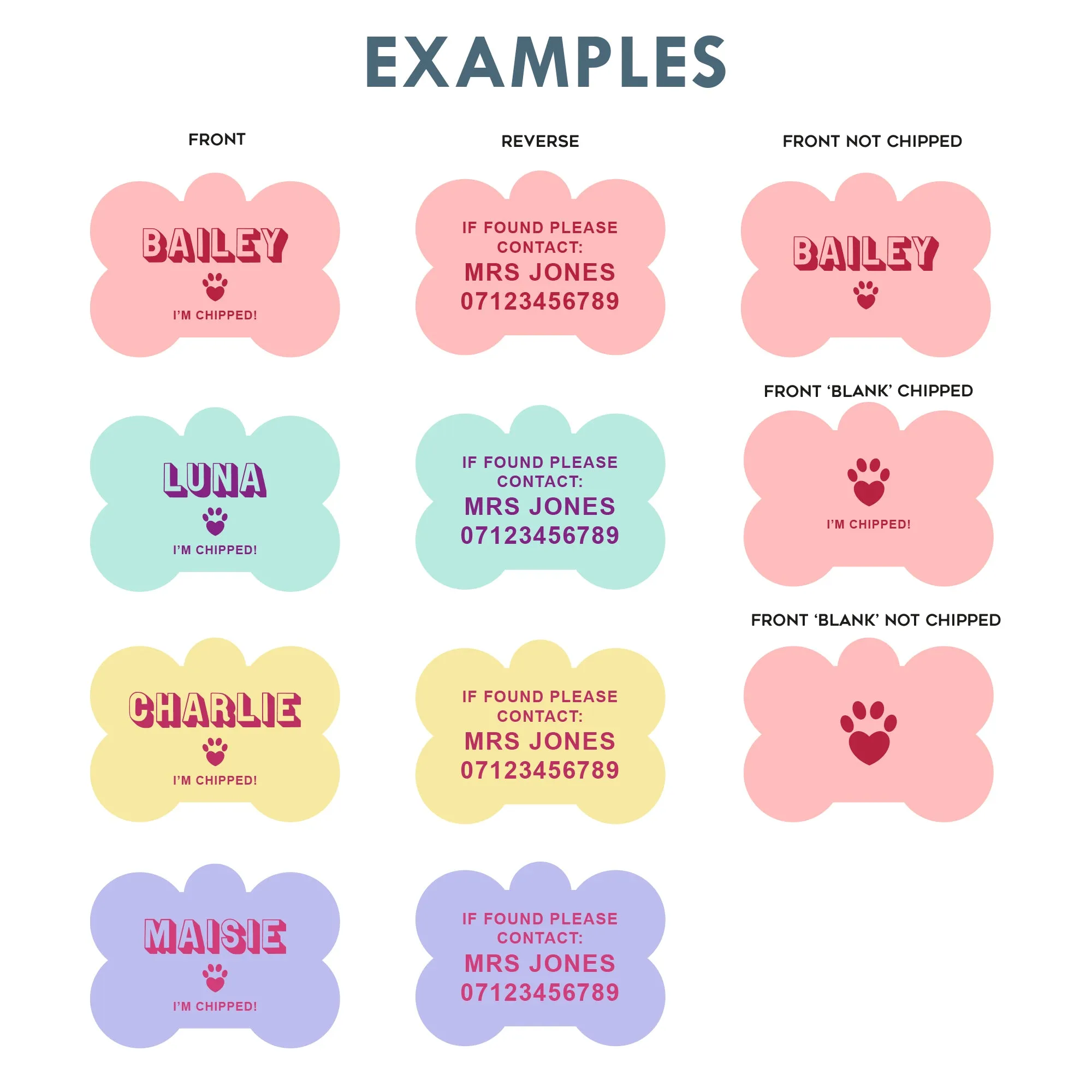 Personalised Bone Shaped Pastel Pet ID Tag