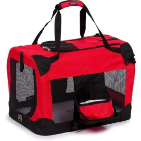 Pet Life ® 'Deluxe 360° Vista View' Zippered Soft Folding Collapsible Metal Framed Pet Dog Crate House Carrier w/ Removable Bowl and Pop-out Tray