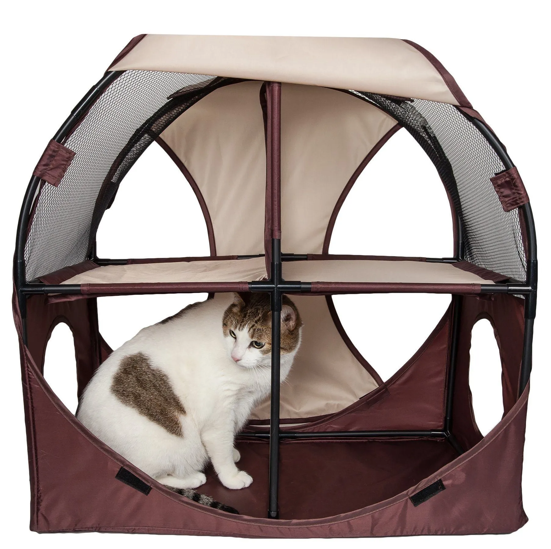 Pet Life ® 'Kitty-Play' Collapsible Travel Interactive Kitty Cat Tree Maze House Lounger Tunnel Lounge