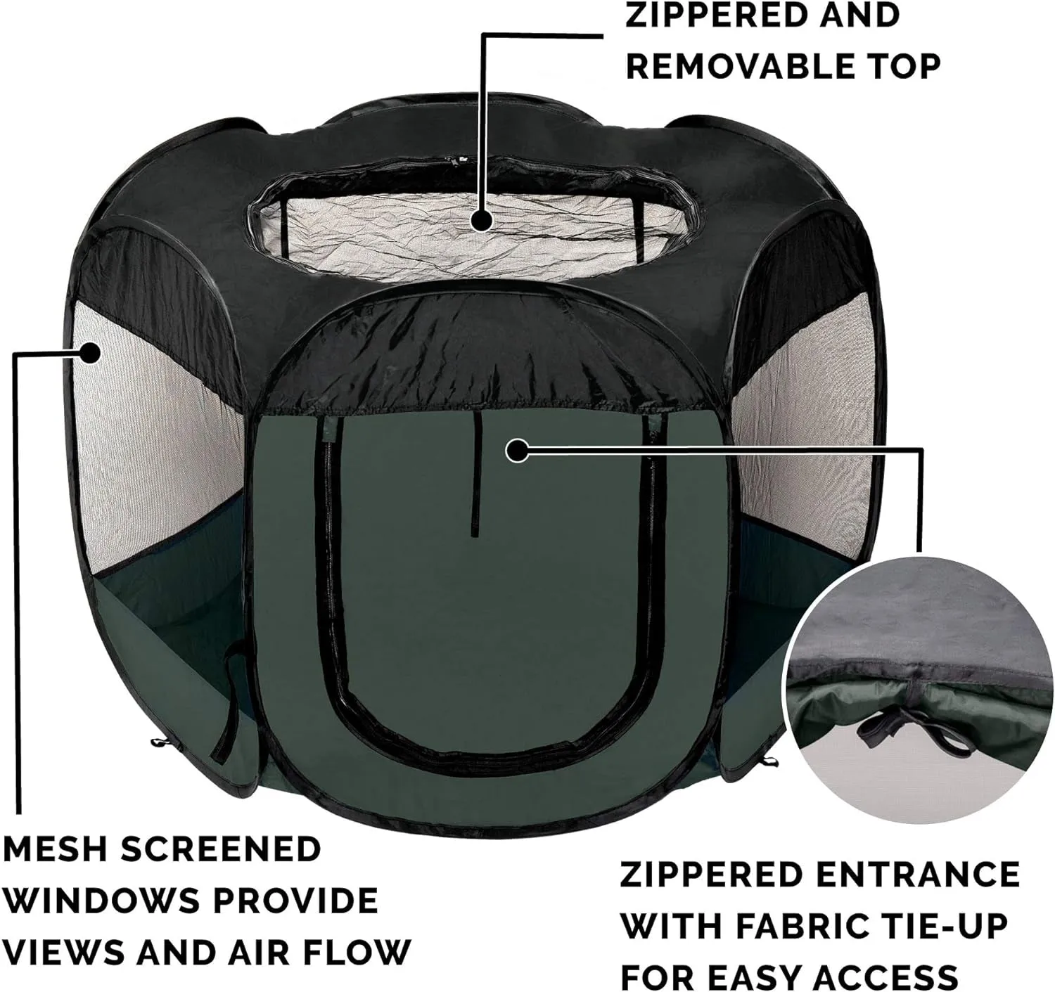 Pop Up Playpen Pet Tent Playground - Hunter Green, Extra Large