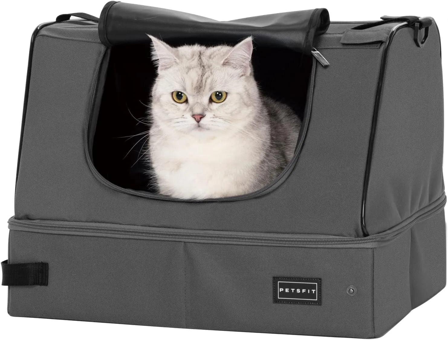 Portable Cat Litter Box: Leak-Proof, Lightweight, and Foldable Design for Convenient Travel (Black, 17 inches)