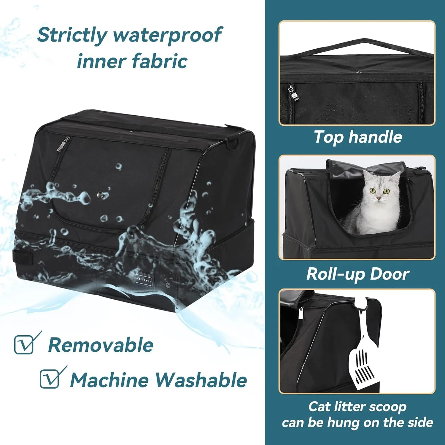 Portable Cat Litter Box: Leak-Proof, Lightweight, and Foldable Design for Convenient Travel (Black, 17 inches)