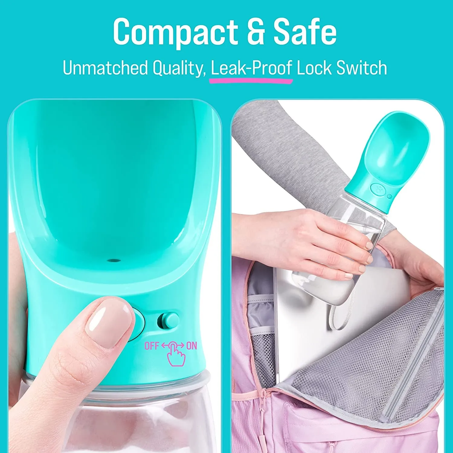 Professional title: ```Portable Dog Water Bottle with Leak-Proof Design, Ideal for Outdoor Activities - 19oz Blue Pet Water Dispenser for Walking, Hiking, and Travel```