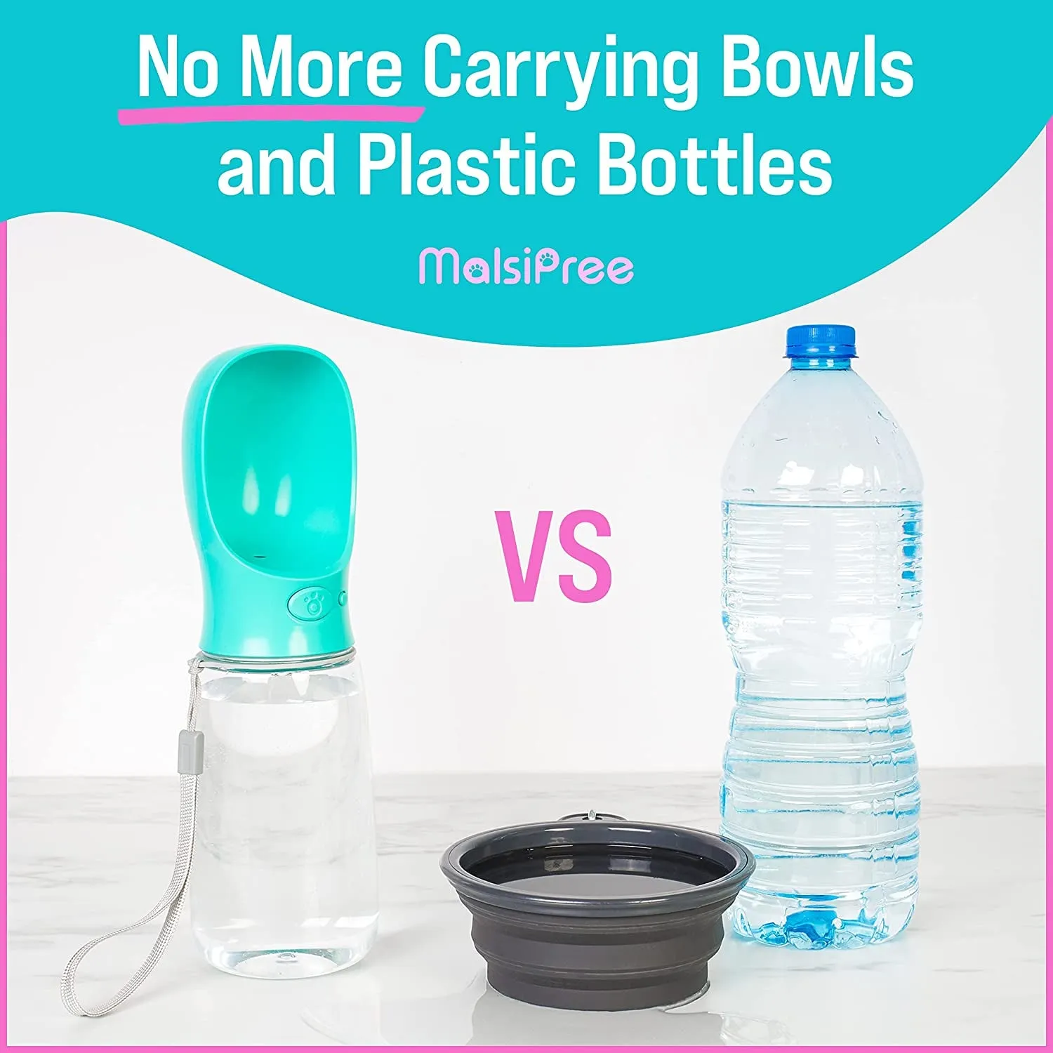 Professional title: ```Portable Dog Water Bottle with Leak-Proof Design, Ideal for Outdoor Activities - 19oz Blue Pet Water Dispenser for Walking, Hiking, and Travel```