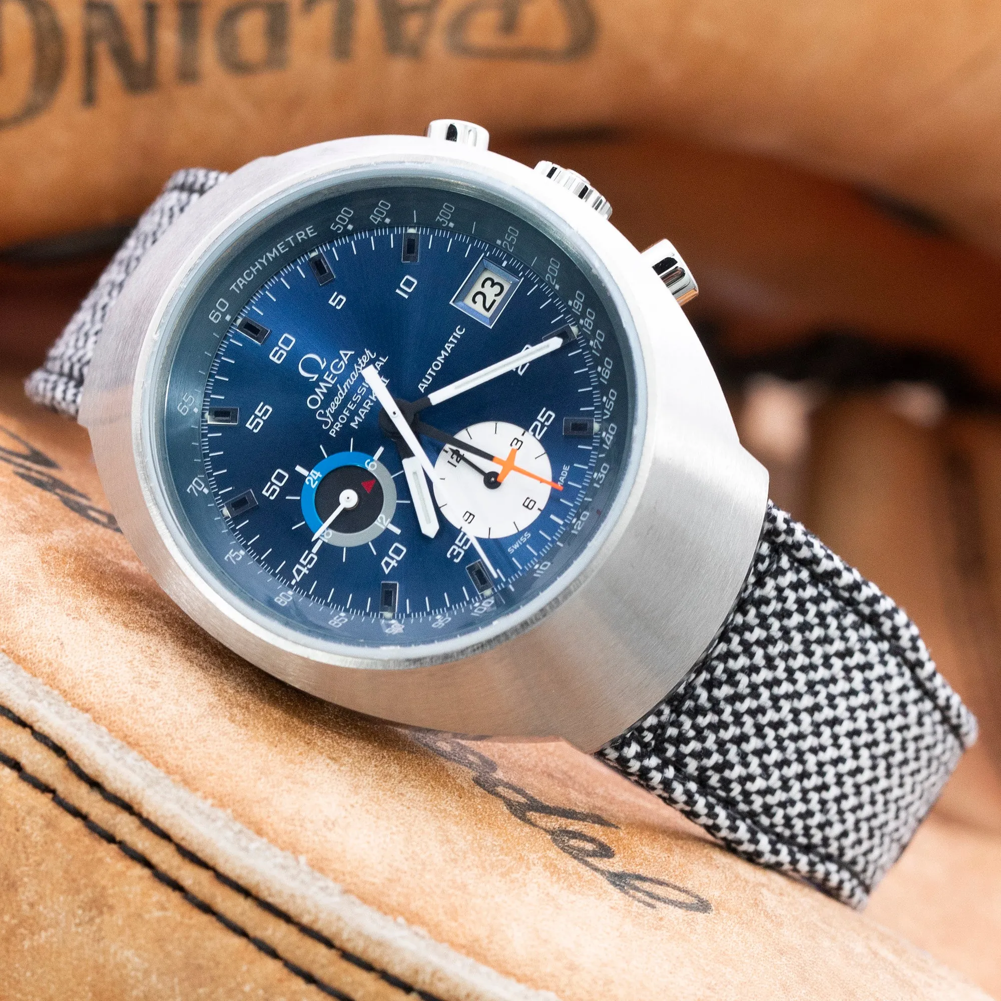 Q.R. Pilot watch strap 20mm or 22mm Revive Watch Band in Black Mixed White