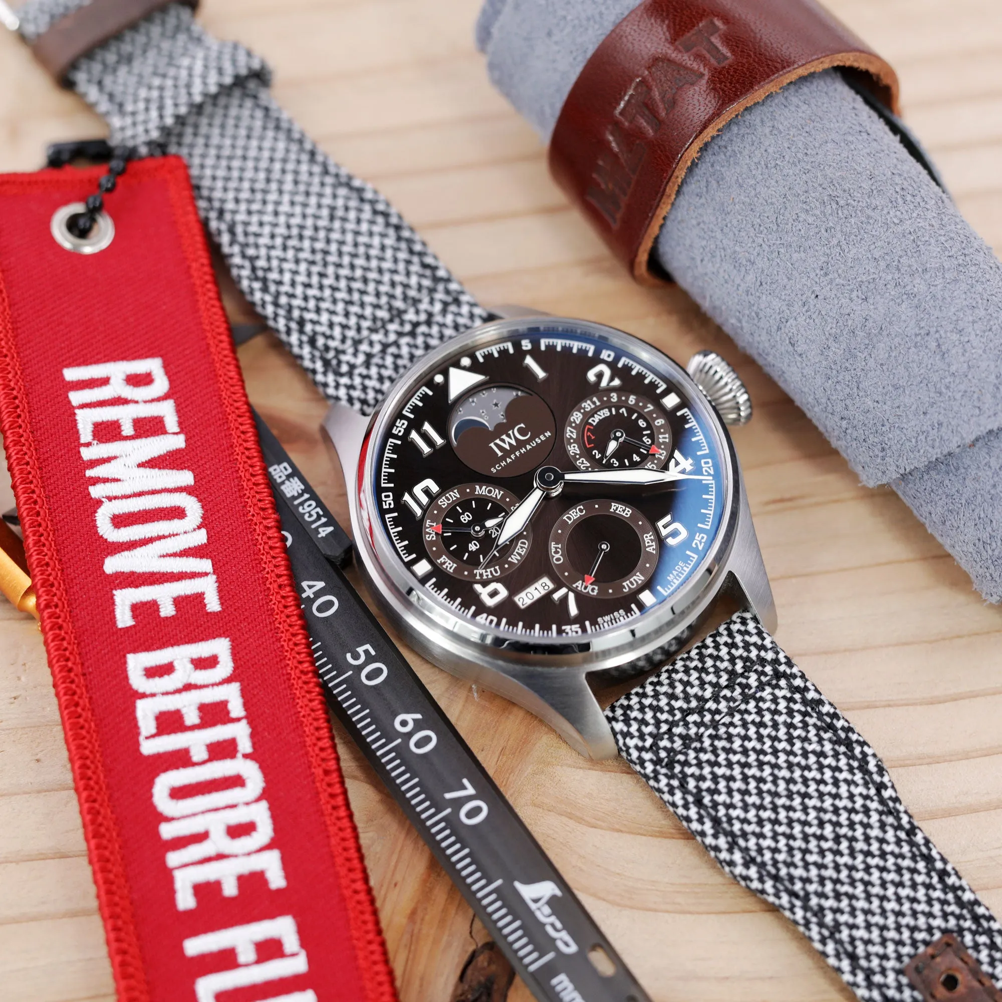 Q.R. Pilot watch strap 20mm or 22mm Revive Watch Band in Black Mixed White