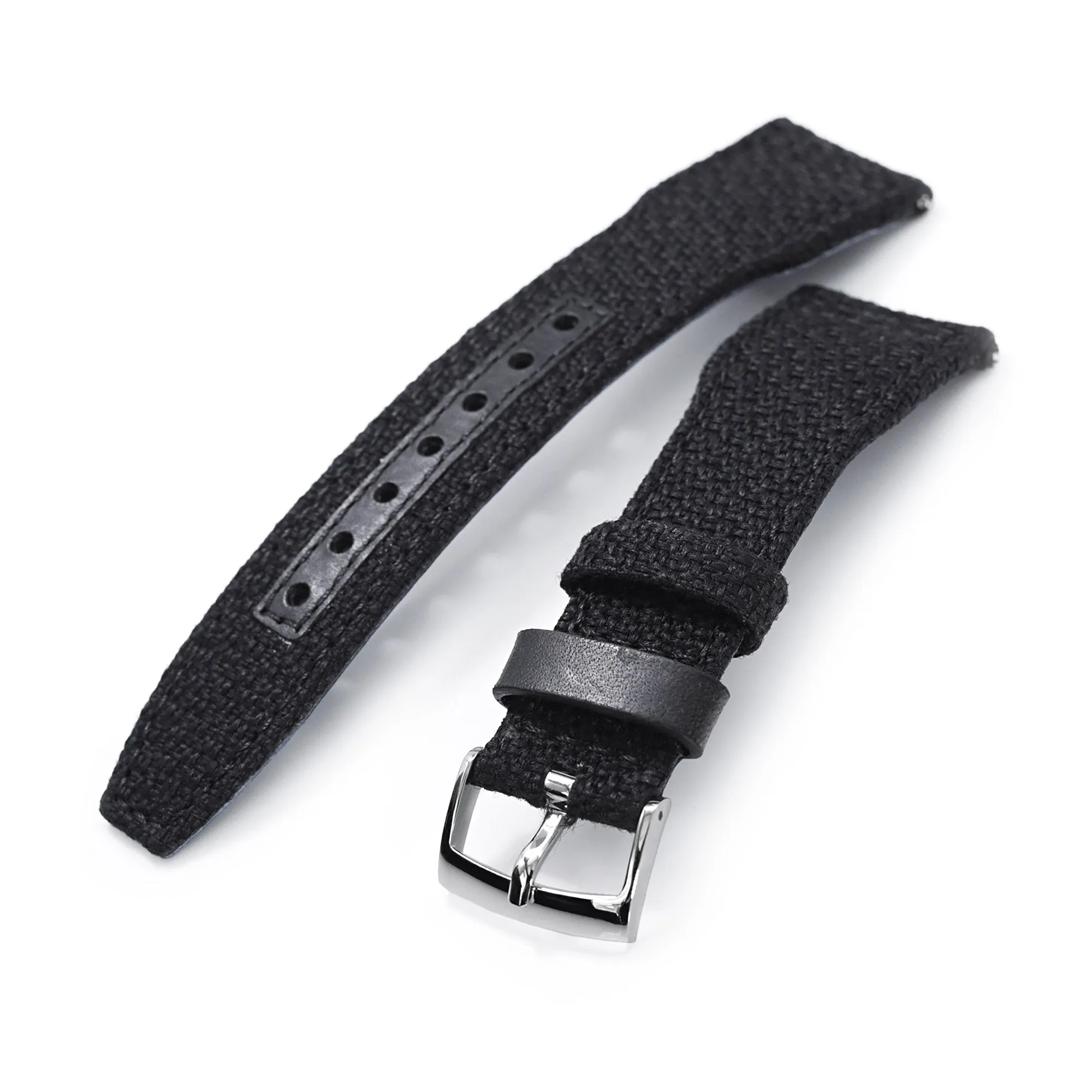 Q.R. Pilot watch strap 20mm or 22mm Revive Watch Band in Black
