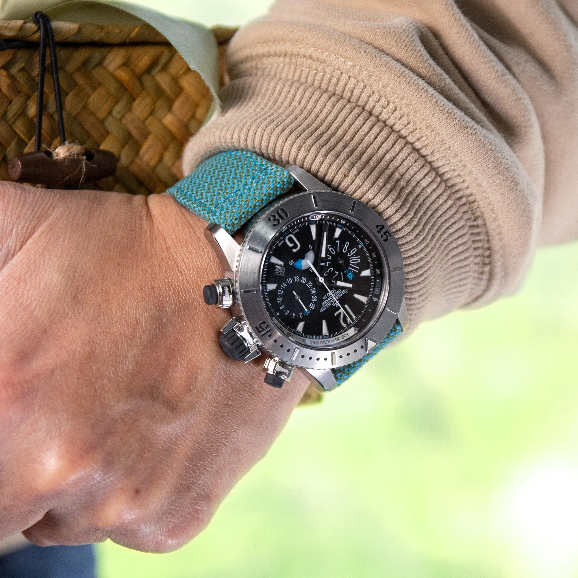 Q.R. Pilot watch strap 20mm or 22mm Revive Watch Band in Blue Mixed Green