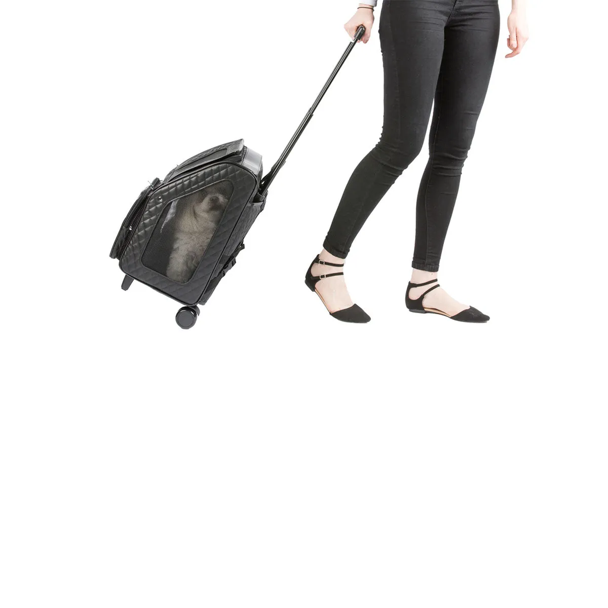 Rio Carrier Bag on Wheels - Quilted Black Luxe