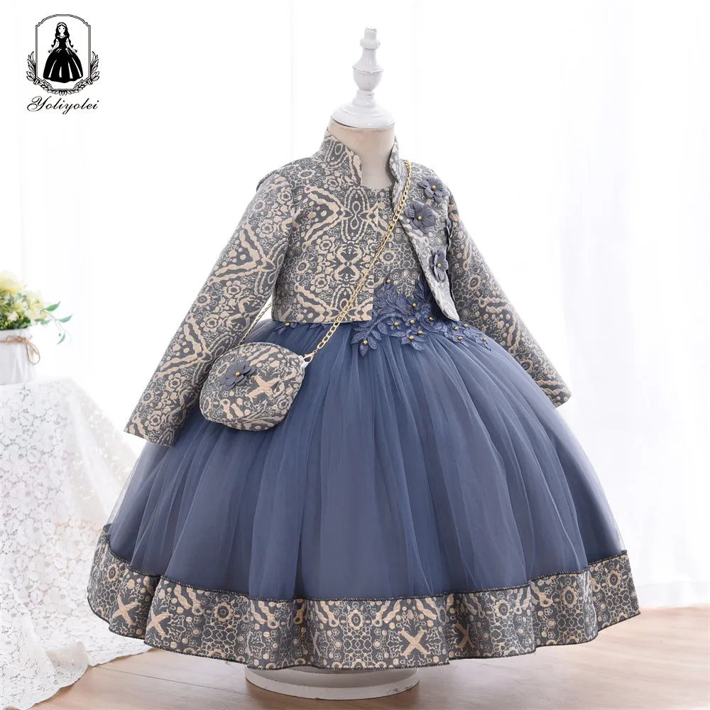 RU009 Outong Best Quality Kids Clothes Easter Dress Long Sleeve Robe Pour Fillettes Collection 2022 Toddler Girl Children Dress