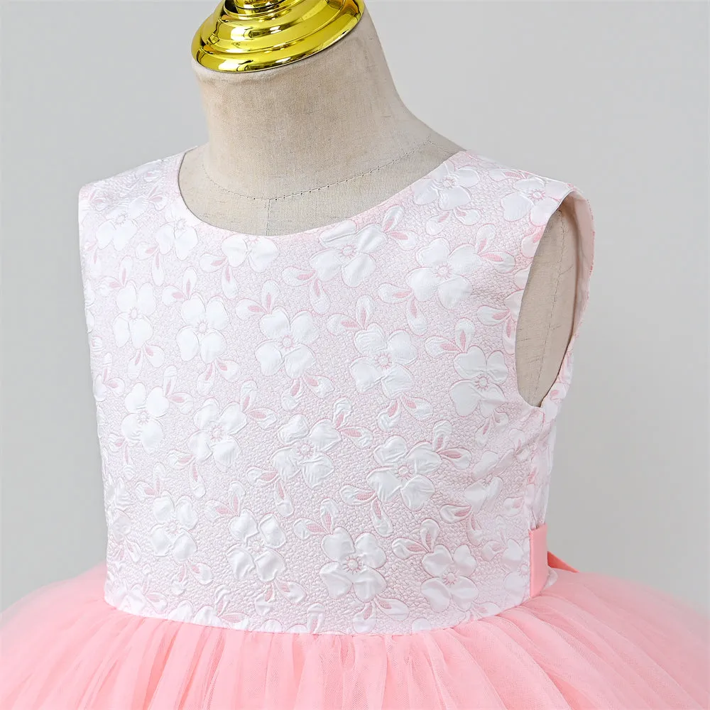 RU097 2 to 7 Years Yoliyolei Cardigan Children Girl Dress Birthday Long Sleeve Jacquard Ball Gown Kids Dress Princess With Bag For 5 Years