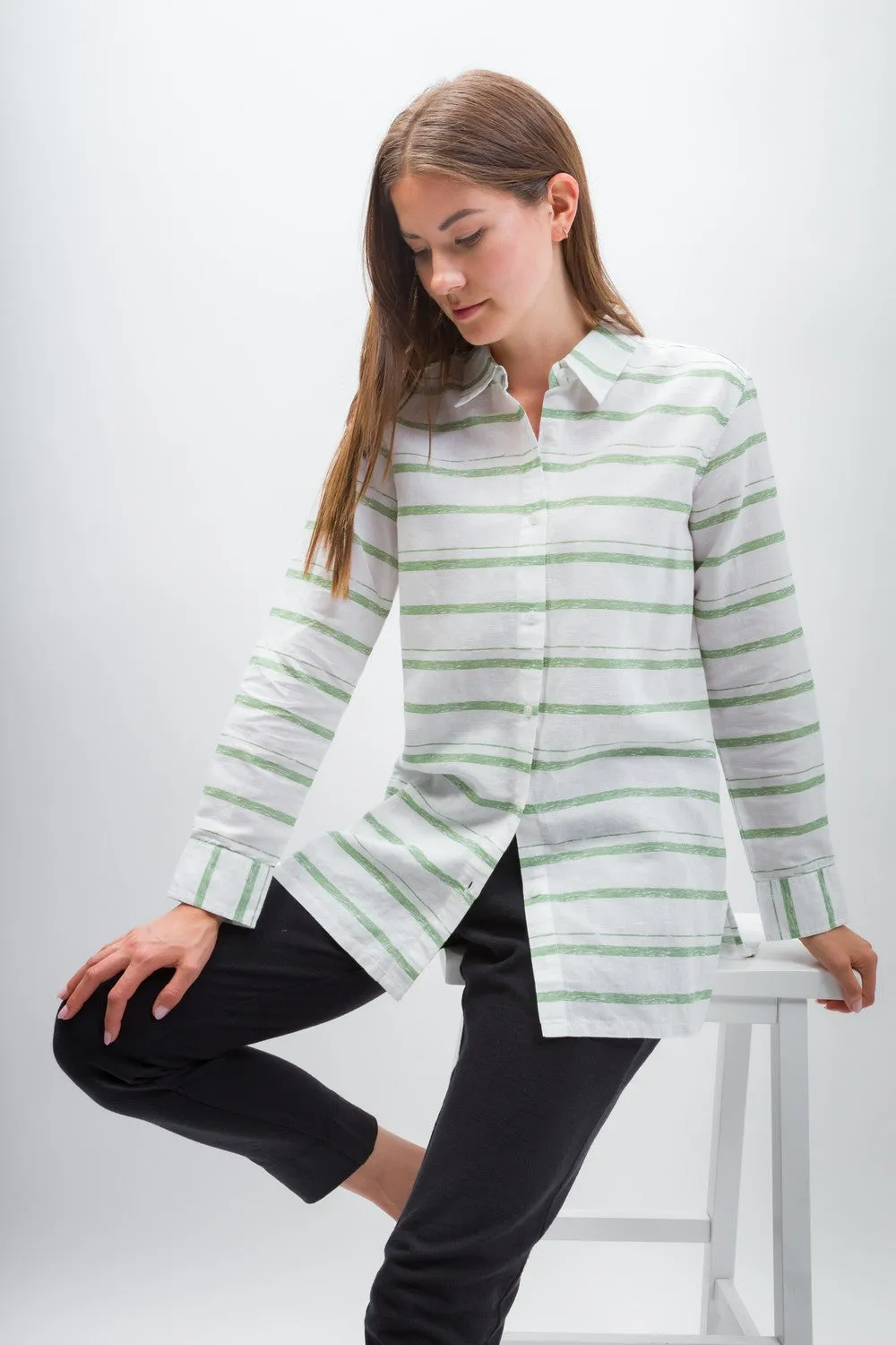 Ruth | Women's Anti-Stain Linen Cotton Blend Long Sleeve Tunic Top