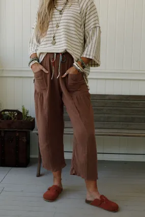 Travel Soul Drawstring Pants - Brown