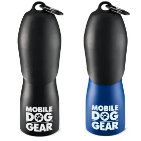 Two Stainless Steel Dog Water Bottles, 25 Oz (Black & Blue)
