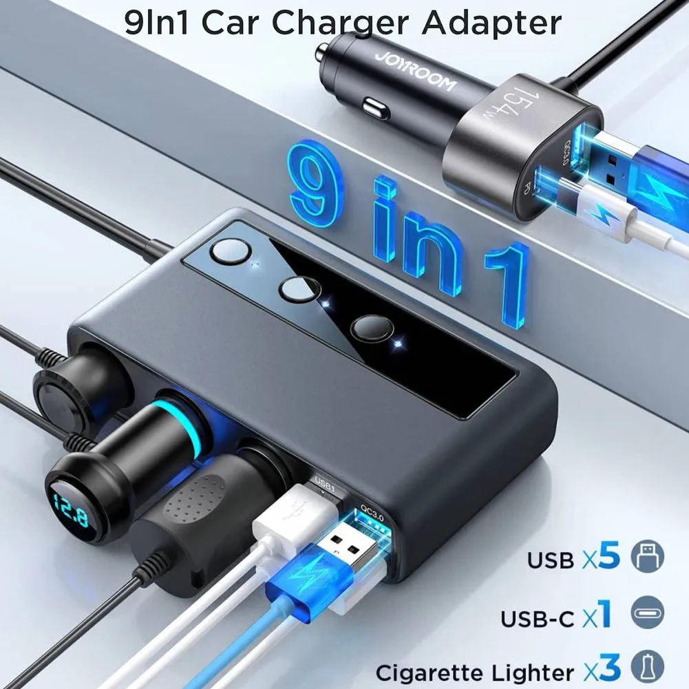 US Multi-port Car Cigarette Lighter Adapter 3 Sockets 6 Ports